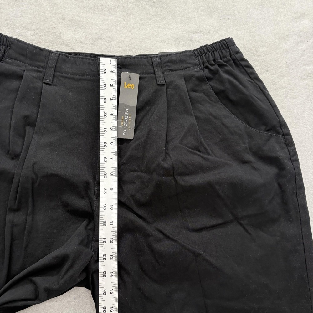 Lee Relaxed Tapered Leg Pants Womens 20W Tall Black Pleated Twill Chino Stretch - Picture 4 of 10